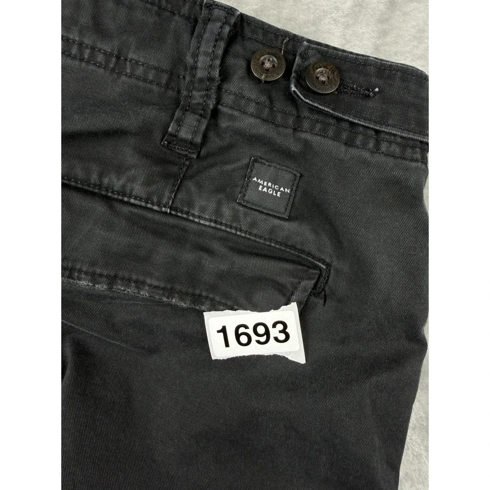 American Eagle Outfitters Cargo Pants Men's 34 X 32 Black FLEX fit Hemmed 28.5
